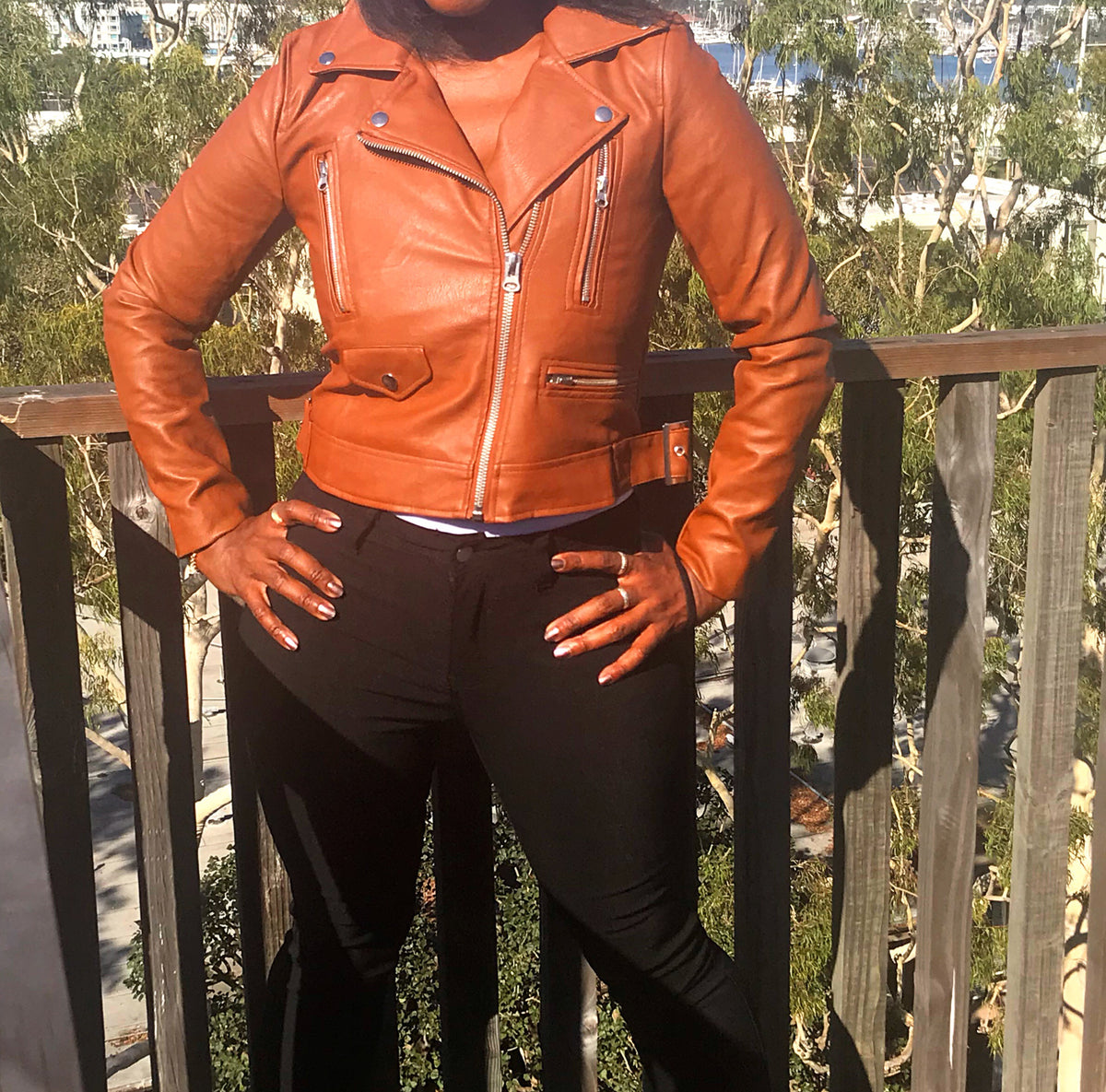 Caramel Moto Faux Leather Jacket La BellaVida