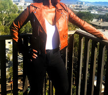Load image into Gallery viewer, Caramel Moto Faux Leather Jacket