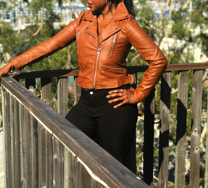 Caramel Moto Faux Leather Jacket