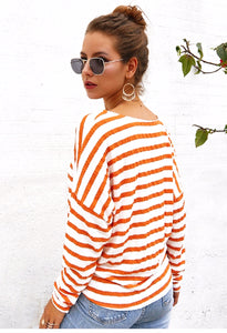 Monterey Bay Striped Front Knot Sweater