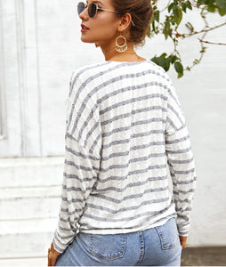 Monterey Bay Striped Front Knot Sweater